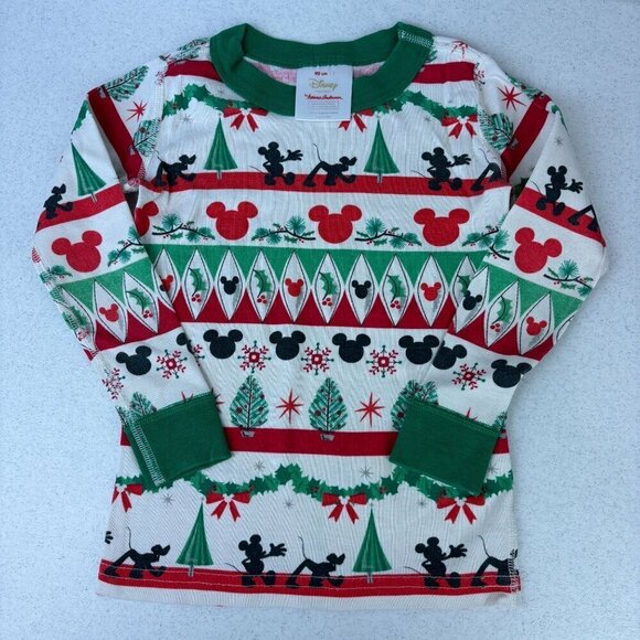 Hanna Andersson x Christmas Mickey Mouse Fair Isle Long John Pajamas 3 - Picture 4 of 9